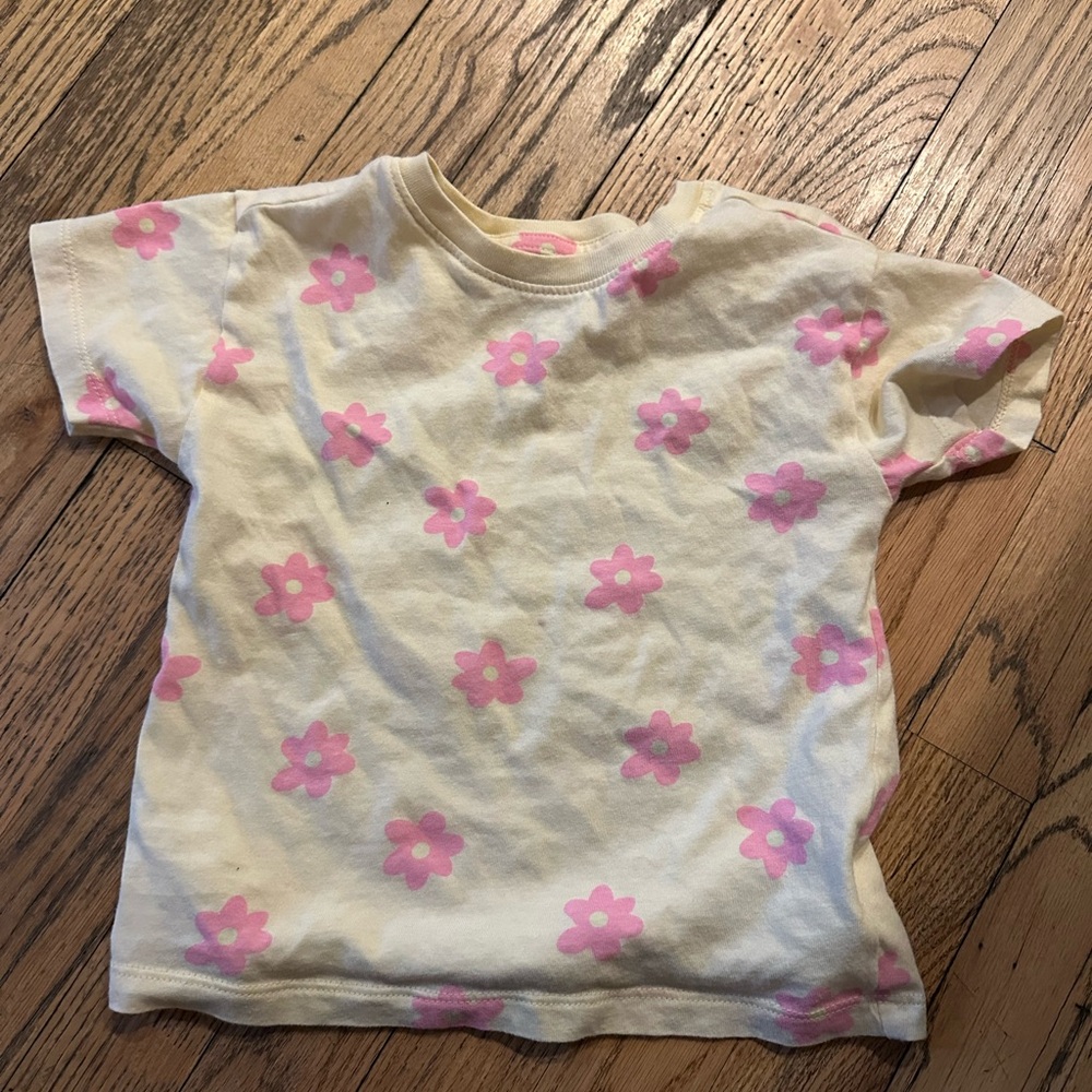 Floral Kids T-Shirt - Pink and Cream